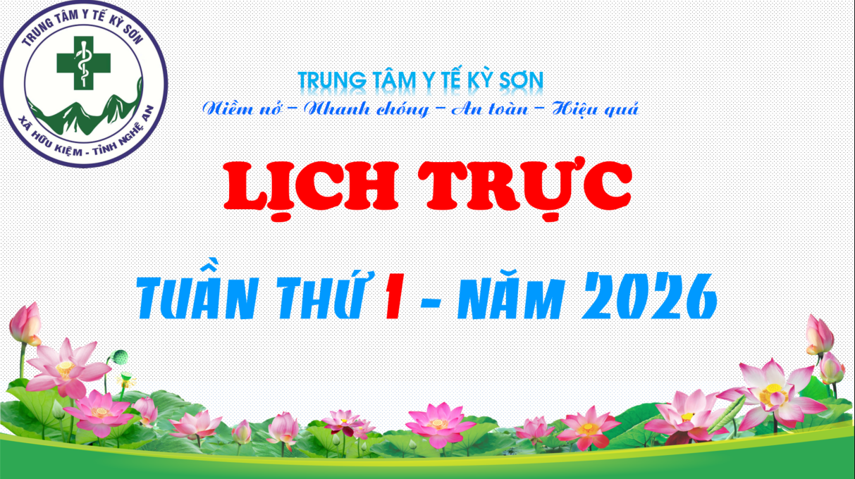 LỊCH TRỰC TOÀN VIỆN TUẦN THỨ 01 NĂM 2026