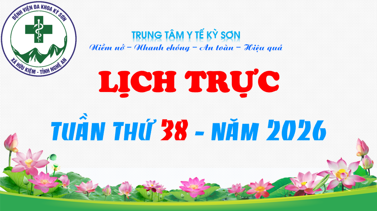 LỊCH TRỰC TOÀN VIỆN TUẦN THỨ 38 NĂM 2026